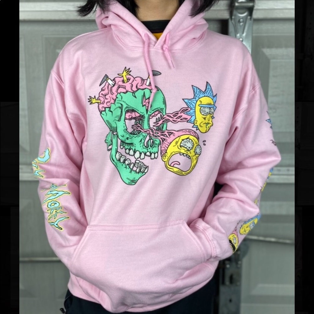 Rick and Morty small pink hoodie
